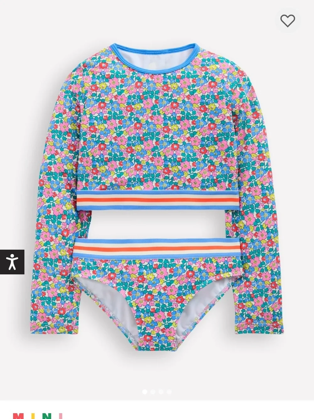 MINI BODEN SIZE 9-10Y Cropped Rash Vest Set in Multi Flowerbed